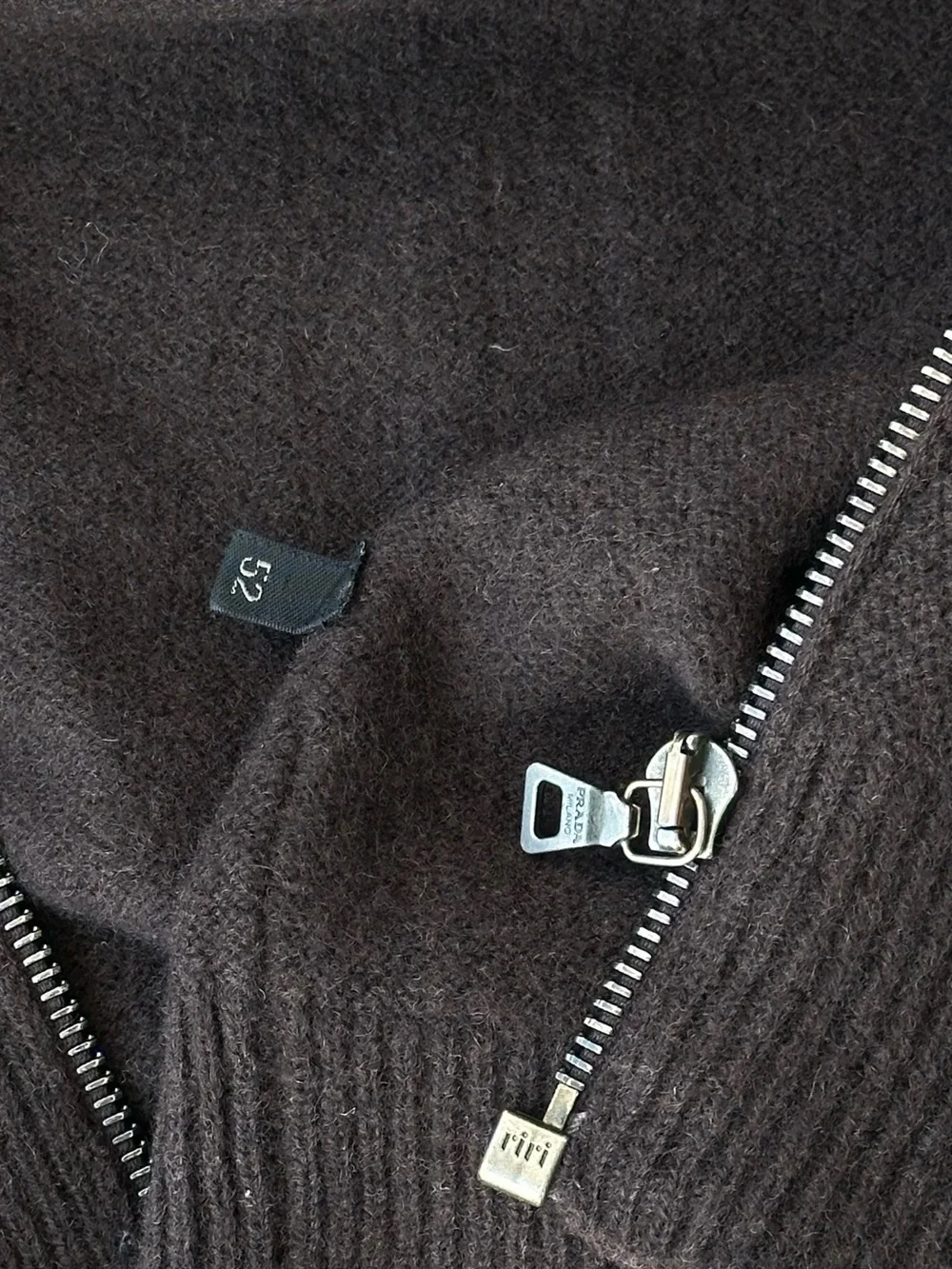 Prada Vintage Wool Brown Zip Sweater